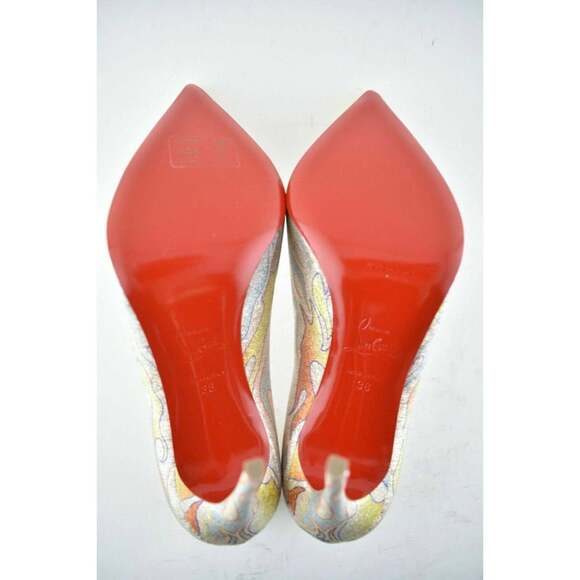 Christian Louboutin Pigalle Follies 100 Lurex Flame Orange Red Blue Heel Pump 38 - Picture 12 of 12